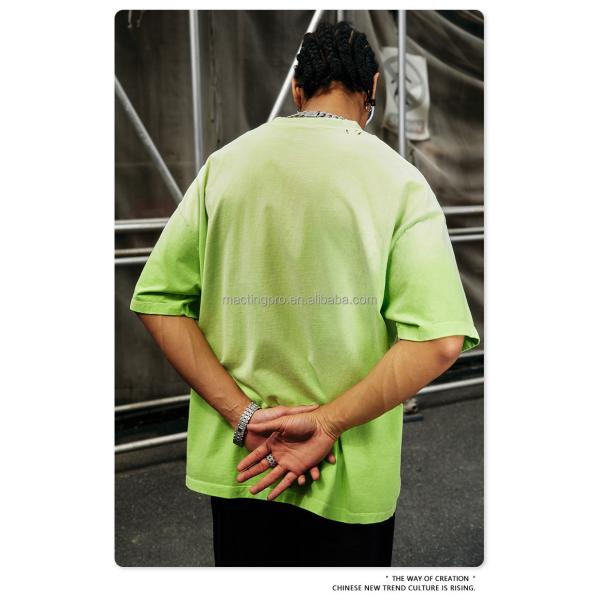 250 Gsm Oversized Streetwear Vintage Sun Faded Acid Wash T Shirt Oversized Men'S