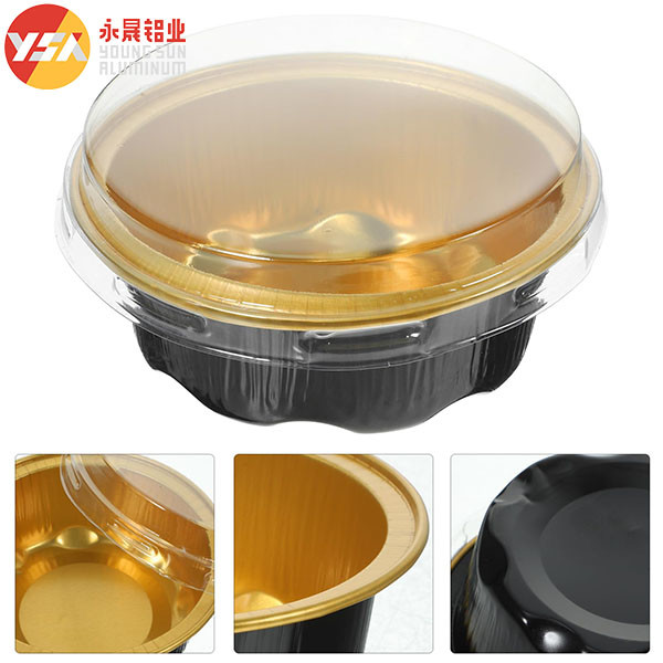 Black And Gold Sealable Foil Pans With 580ml Capacity For Food Packaging Needs
