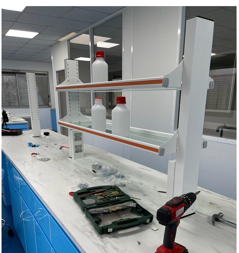 Aluminum Alloy Laboratory Accessories Benchtop Laboratory Reagent Rack For Chemical Storage