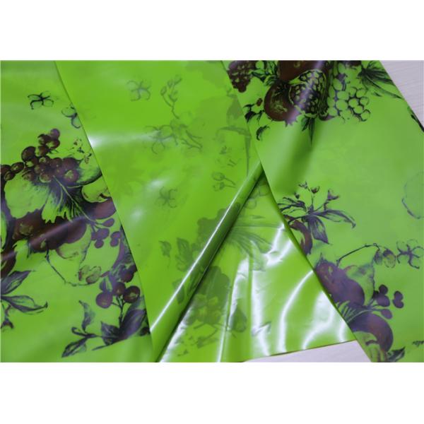 Green Fruits Printed Fake Leather Fabric , Tablecloth Printed Leather Fabric