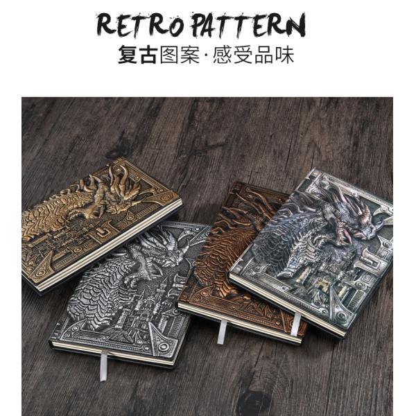 А5 Размер рельефный кожаный записник для письма Скрытый подарочный журнал 3d Античный дракон
