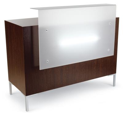 Modern Salon Reception Desk Chrome Leg Sliding Drawer With Dock , Brown Color