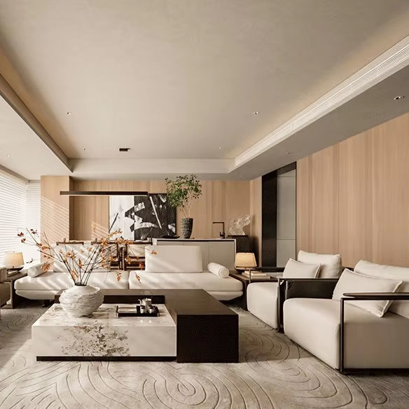 American Luxury Villa Living Room Furniture Set Modern Design Wood Headboard Sofa Throne Chairs High End Home Decoration