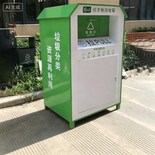 Stainless Steel Used Clothing Recycling Bin, Outdoor Weatherproof Textile Resource Reuse Collection Box for Residential Community