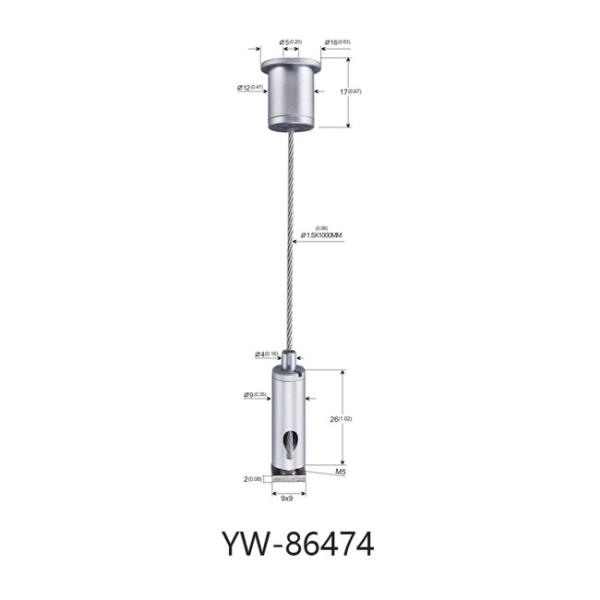 Encaixe leve linear material de bronze de suspensão YW86470 do diodo emissor de luz do sistema do cabo do prendedor do auto