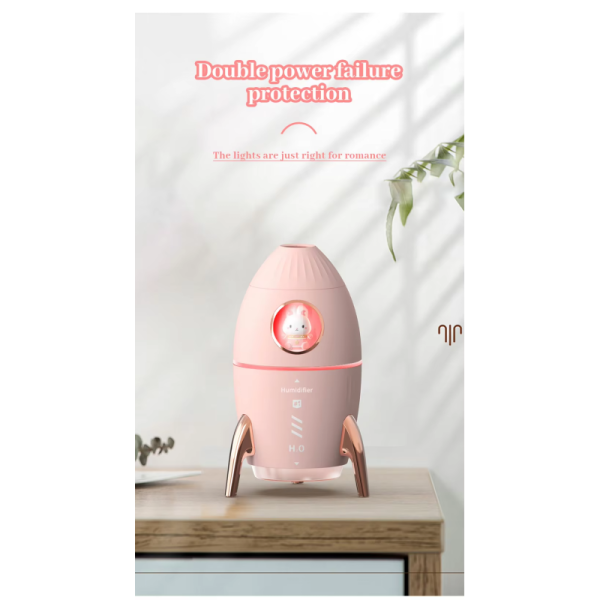 Mini Low Noise Ultrasonic Air Humidifier Aromatherapy Room Humidifier Rocket Shaped