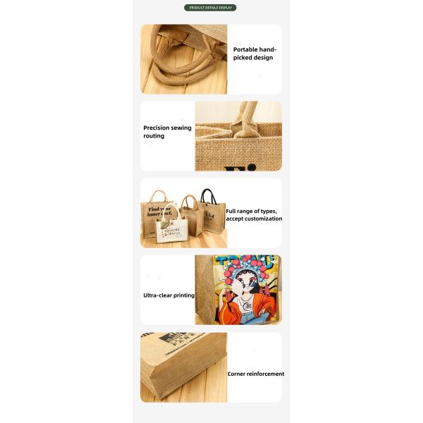 Custom Small Burlap Jute Tote Bag for Shopping Customized Color and OEM/ODM Acceptable