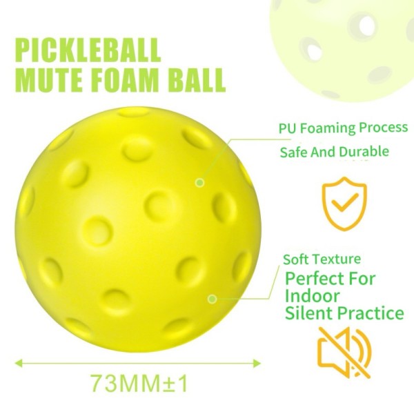 Waterproof Noiseless 74mm Pickleball Training Ball with PU Foam for Indoor Practice