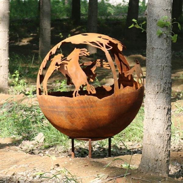 1000mm Corten Steel Gas Fire Pit Customized Available