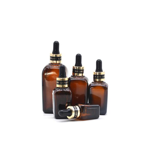 Rubber Nipple Aluminum Cap Glass Essential Oil Bottle With Dropper