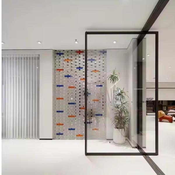 Stainless Steel Internal Aluminum Pivot Door with Clear Glass and 1.8mm Frame Thickness