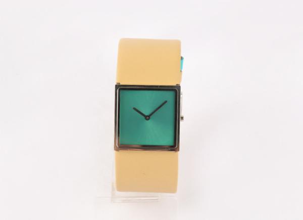 Square Stainless Steel Watches Leather Band For Ladies , Quartz Hand Watch