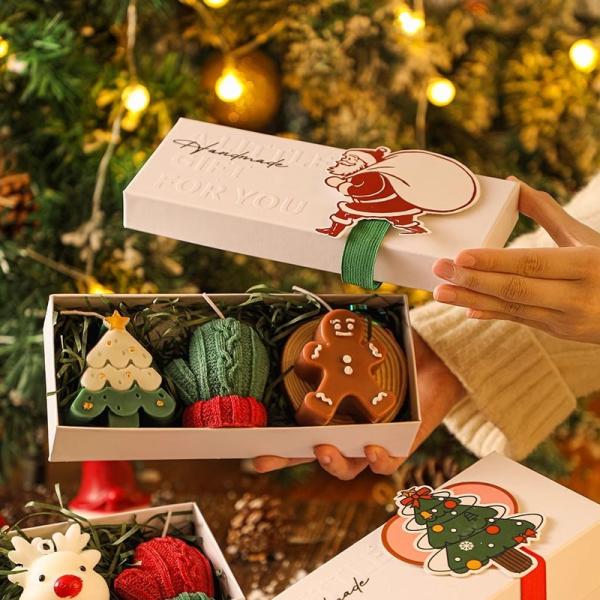 Deer Christmas Scented Candle Gift Set Handmade Soy Wax Candles With Reindeer Santa Holiday Home Decor Practical Present