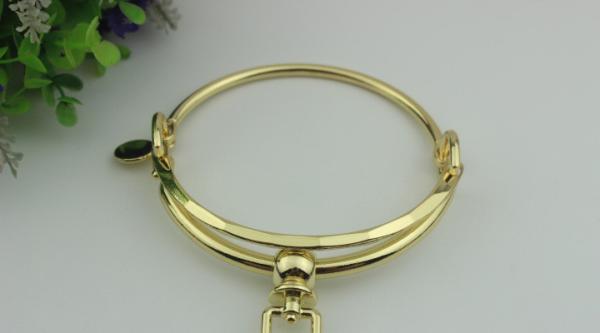 DIY Zinc alloy 90 mm light gold leather metal o ring handle for handbag