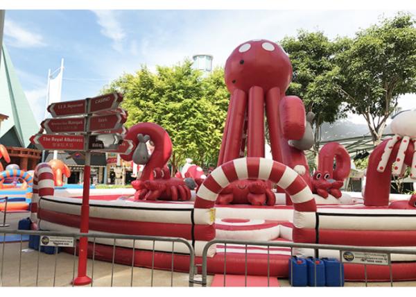 0.55mm PVC Tarpaulin Pink Inflatable Combos Octopus Playground CE EN71 EN14960
