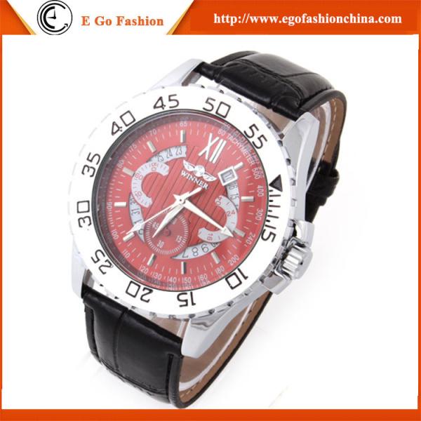 WN14 E Go Fashion Watch Black Wine Red Mechanical Watch Stainless Steel Back MOQ 20PCS New