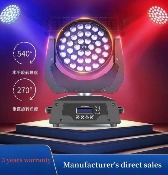 80 Ra Color Rendering Index Stage Lighting 36x10W RGBW 4-in-1 Zoom Wash Moving Head Light