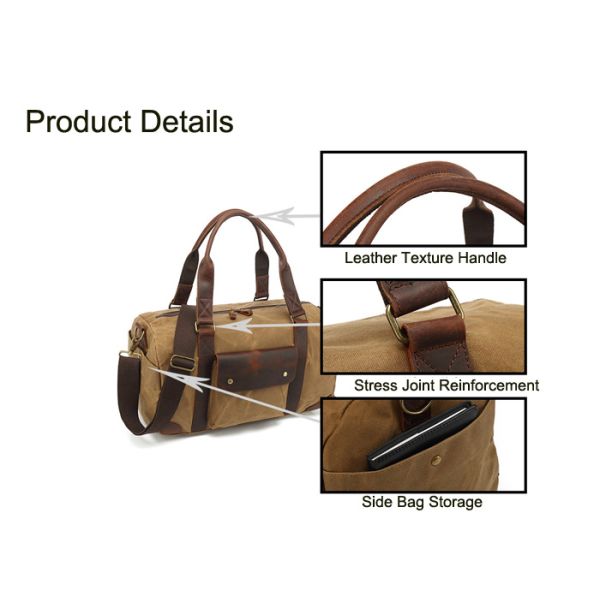 4 Colors Waterproof Overnight Bag Cowhide Leather Canvas Carry On Bag