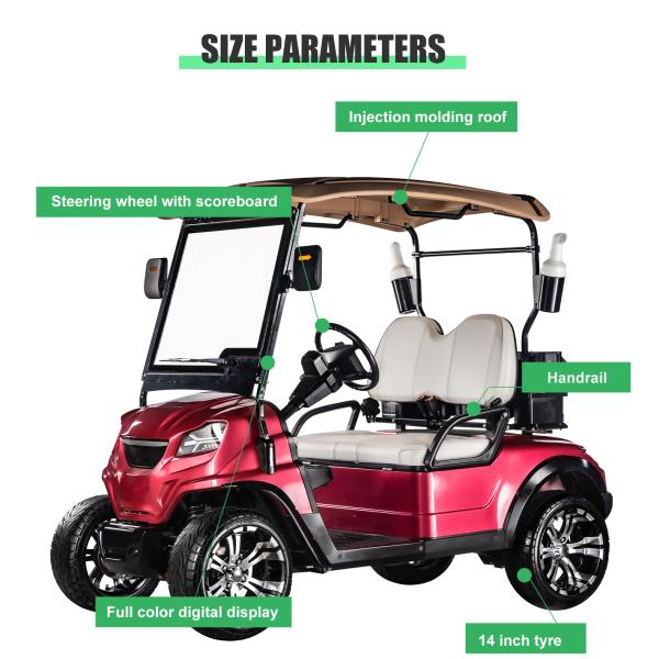 Comfortable 2 Seat Electric Golf Cart Buggy with Front Disc and Rear Drum Brake System