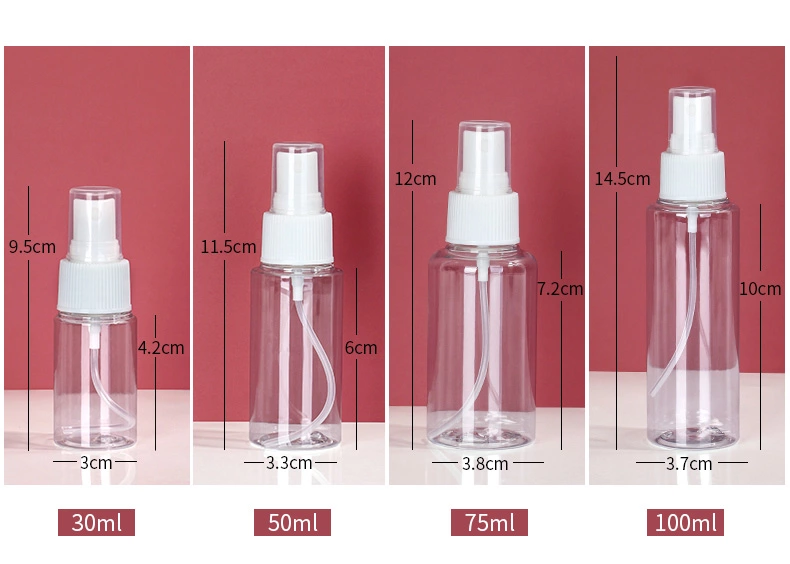 бутылка брызг тумана 60ml 80ml 100ml 120ml пластиковая точная для медицинского дезинфицирующего средства алкоголя