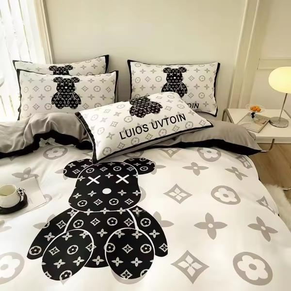 180GSM dibujos animados cabeza de oso blanco diseño de osos ropa de cama conjuntos de colección de ropa de cama cubierta de cama de cama almohadilla