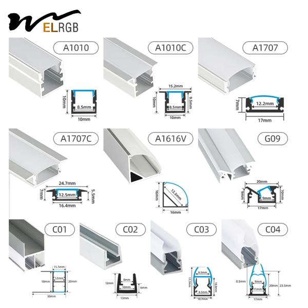 1m-3m 17x7mm LED Strip Alumínio Profil Para Iluminação de Strip Led