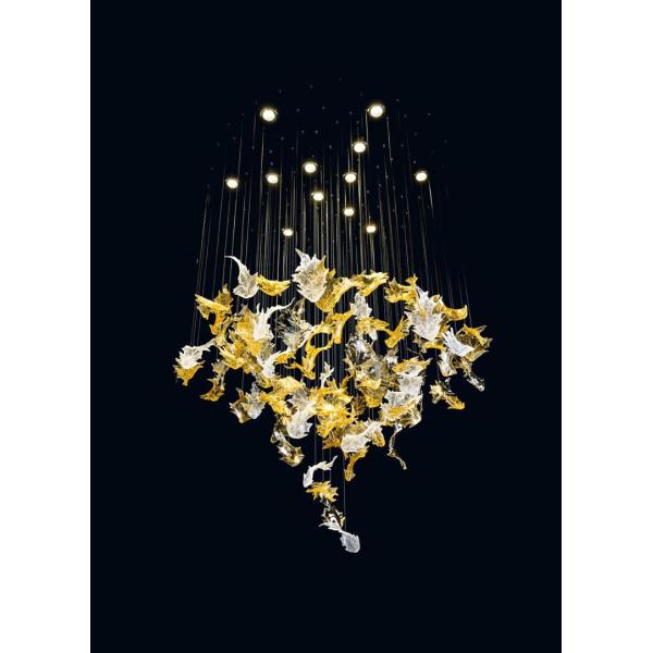 Indoor Decoration Modern Custom Hotel Club Glass Led Big Project Chandelier Pendant Lamp