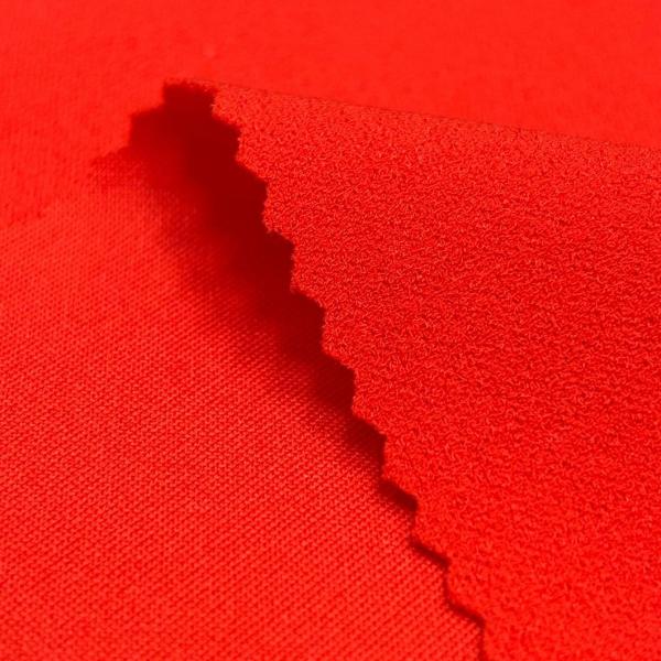 Red Solid Color Polyester Scuba with Crepe Effect