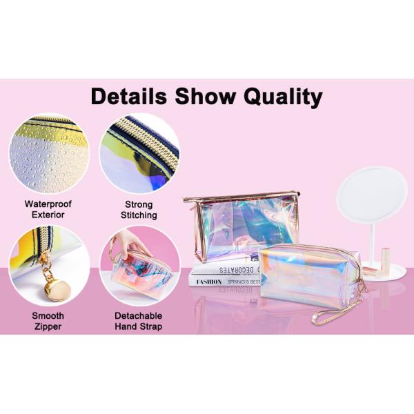 Holographic Makeup Bags Set, Clear Iridescent Cosmetic Bags, Portable Waterproof Toiletry Bag, Travel Zippered Makeup Organizer Cosmetic Pouch for Women, Mothers Day Gifts