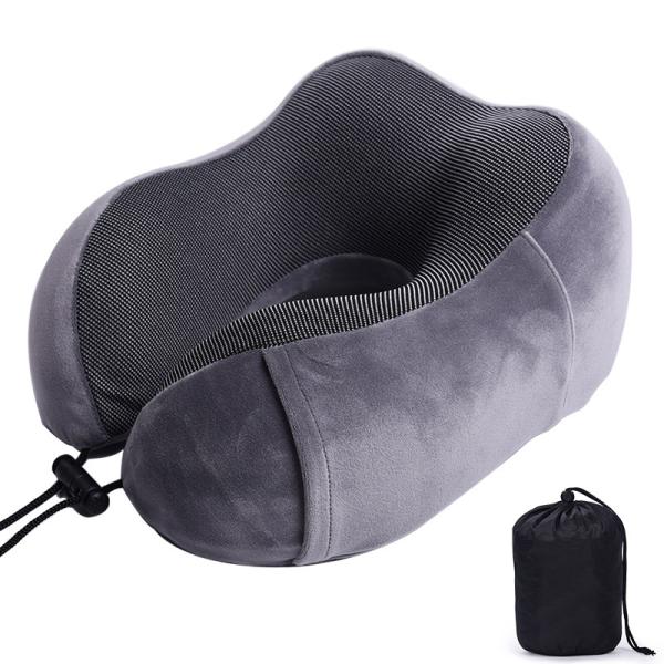 Comfortable Neck Support Pillow with Hood Memory Foam Roll Travel Pillow