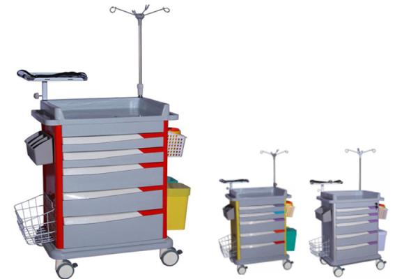 Luxurious ABS Hospital Ttrolley Plastic Emergency Medical Cart Colorful Drawers (ALS-ET002)