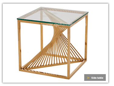 12mm Glass Stainless Steel Side Tables 49x49x51cm Golden Frame