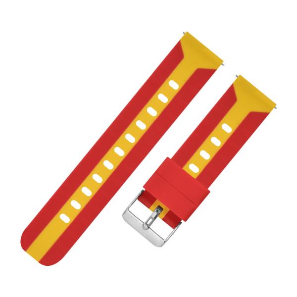 A cor dobro personaliza a correia de relógio da borracha de silicone une a forma de 20mm