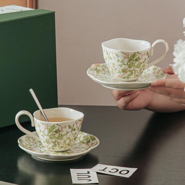 Elegant Porcelain Espresso Cup And Saucer Set Ceramic Mug And Saucer Sustainable 150ml 750ml