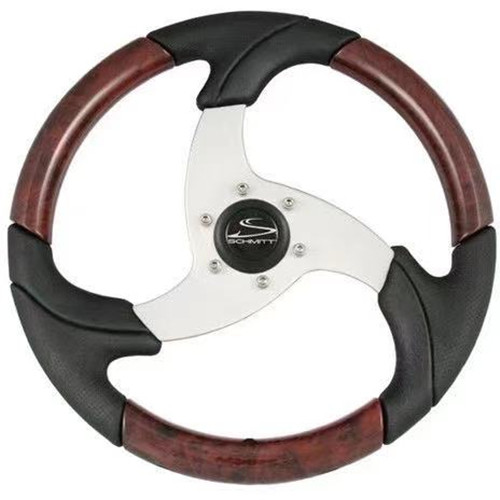 SGS Black Fishing Boat Steering Wheel , 3/4inch Taperd Hub Yacht Steering Wheel