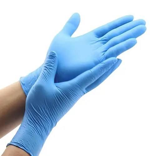 Powder Free Disposable Protection Gloves Blue Composite Mixed Acid Alkali Resistant High Elastic Hands