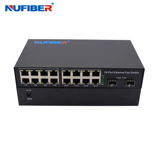 OEM 16 UTP Ports Gigabit 2 SFP Ports 10/100/1000Base-T 16 Ports to 2*1.25G SFP Module Fiber Ethernet Switch