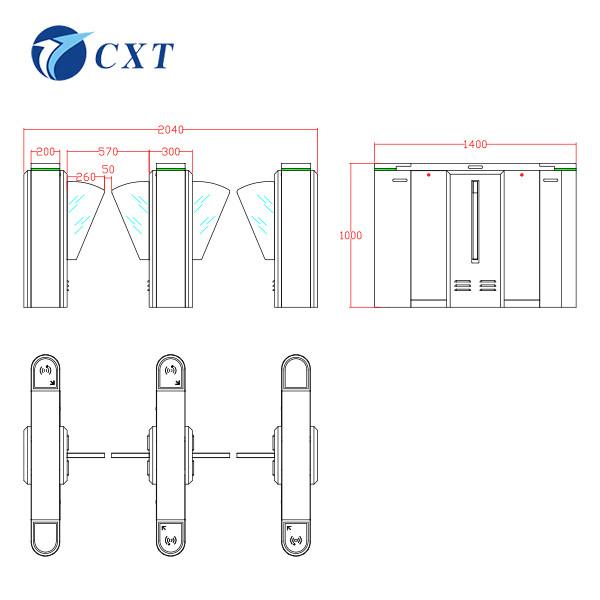 Office 300 People/Min Flap Gate Barrier Automatic Systems Turnstiles YW200