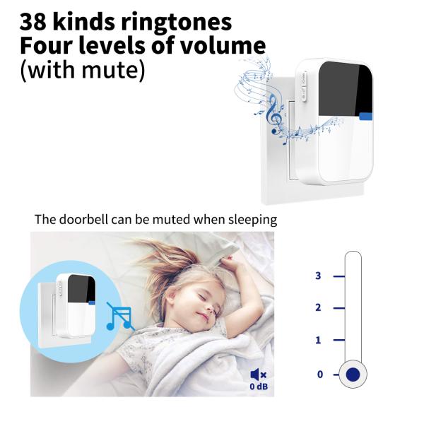 Timbre inalámbrico al aire libre Jingle Bell cinético moderno de la prenda impermeable