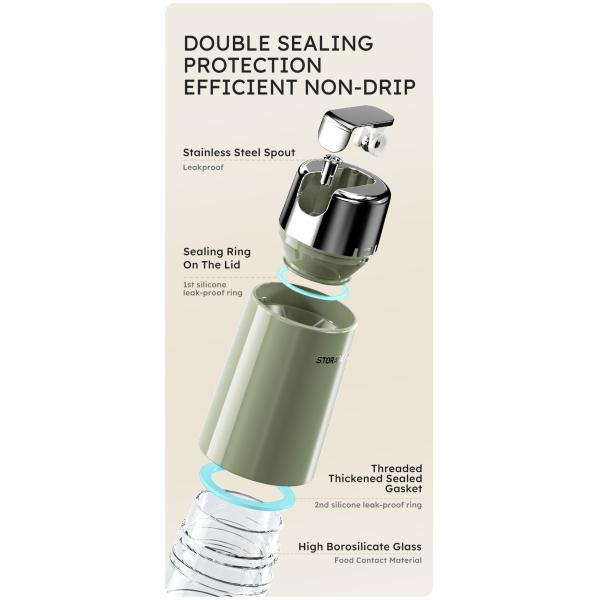 280ml 500ml Kitchen Glass Auto Flip Oil Dispenser Cooking Leakproof No Drip Stainless Steel Cap Oil Container Soy Sauce Bottle