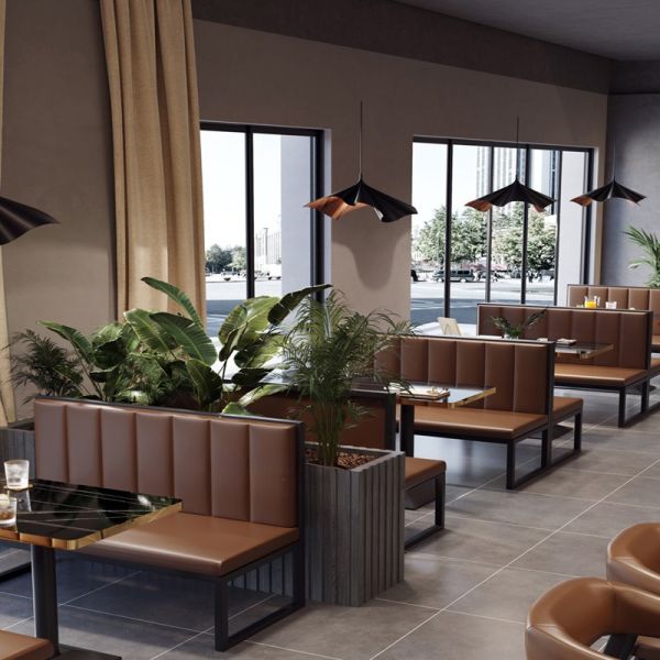 New Arrival Hotel Chinese Custom Coffee Tea Shop Marble Commercial Cafe Restaurant Furniture Booth Seating Table Chair Set
