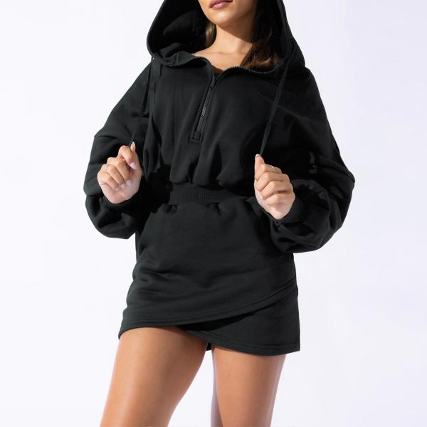 OEM/ODM Приемлемое пользовательское женское половинчатое спортивное мини-свитера зимнее платье с капюшоном