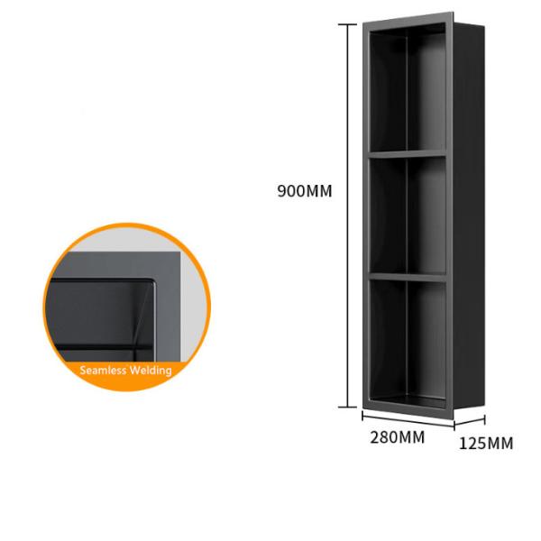 Stainless Steel Shower Niche in Matte Black for Elegant and Functional Bathroom Design
