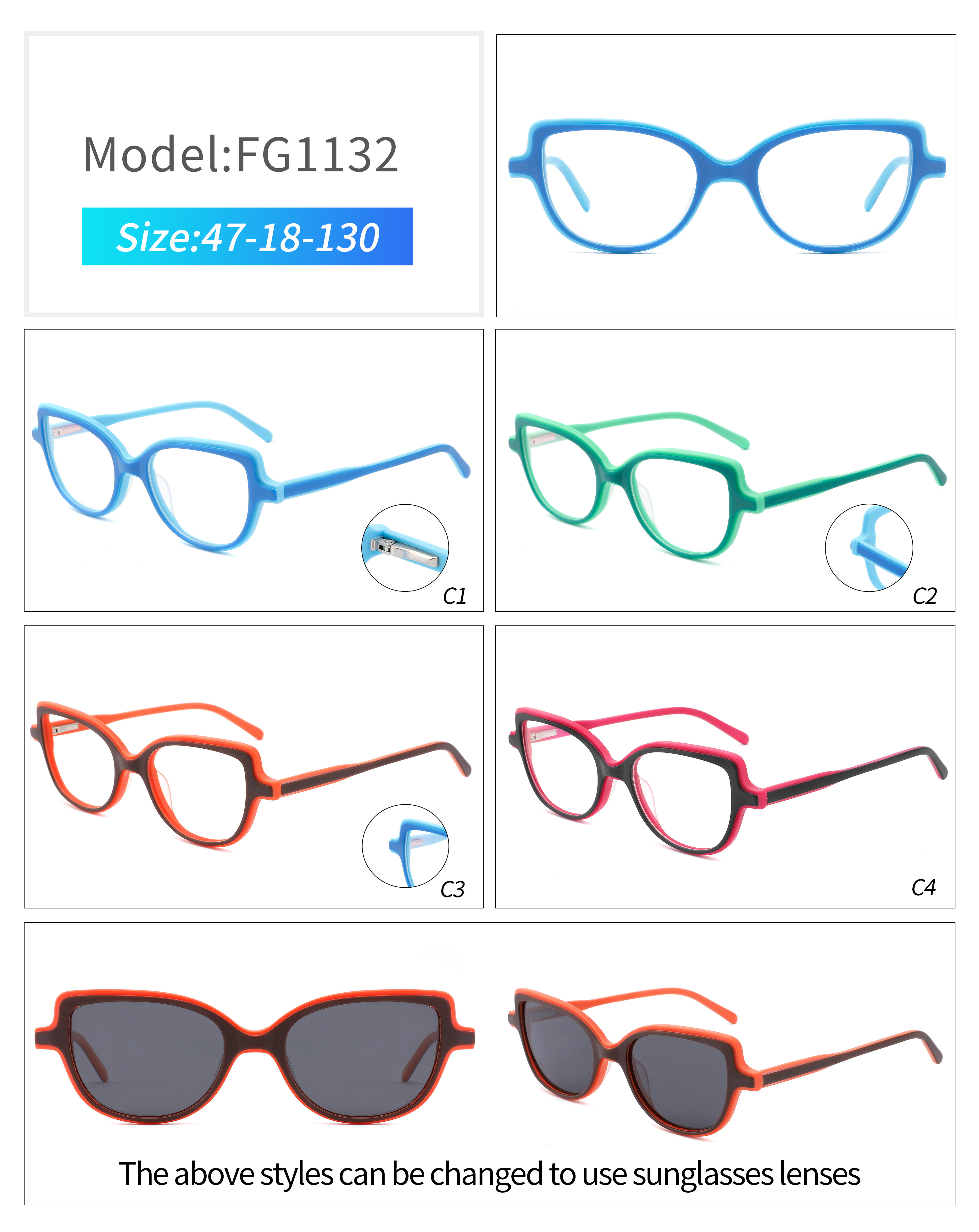 Голубые Eyeglasses обрамляют стекла ацетата формы глаза кота оптически для детей