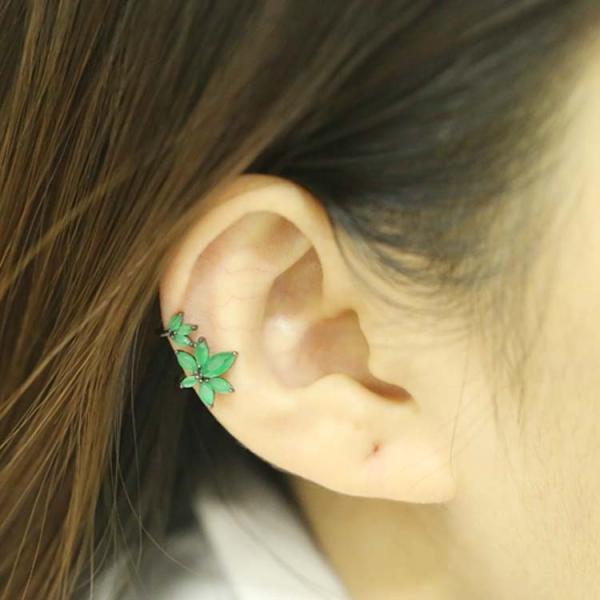 No Piercing Cartilage Ear Jewelry flower shape druzy gemstone Clip On Earrings