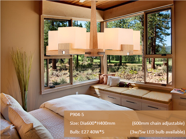 C904-3 E27 40W x 3 Oak wood ceiling lamp chandelier lighting for bedroom living room