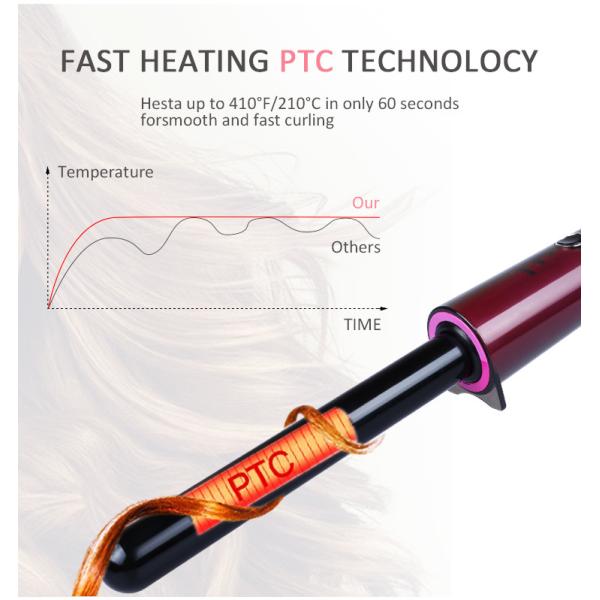 60S fast heat up Ceramic Hair Curler , CE Ceramic Coated Curling Iron