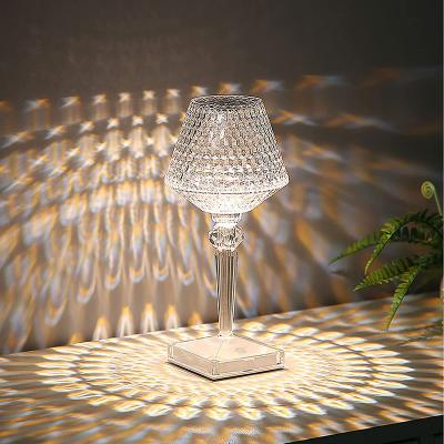 Rechargeable Wineglass Diamond Crystal Table Lamp For Home Office