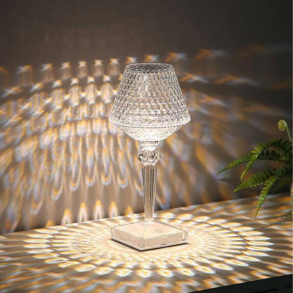 Rechargeable Wineglass Diamond Crystal Table Lamp For Home Office