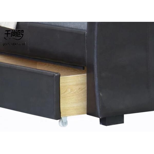 Black Leather Upholstered Bed With Drawers Home Furnishing